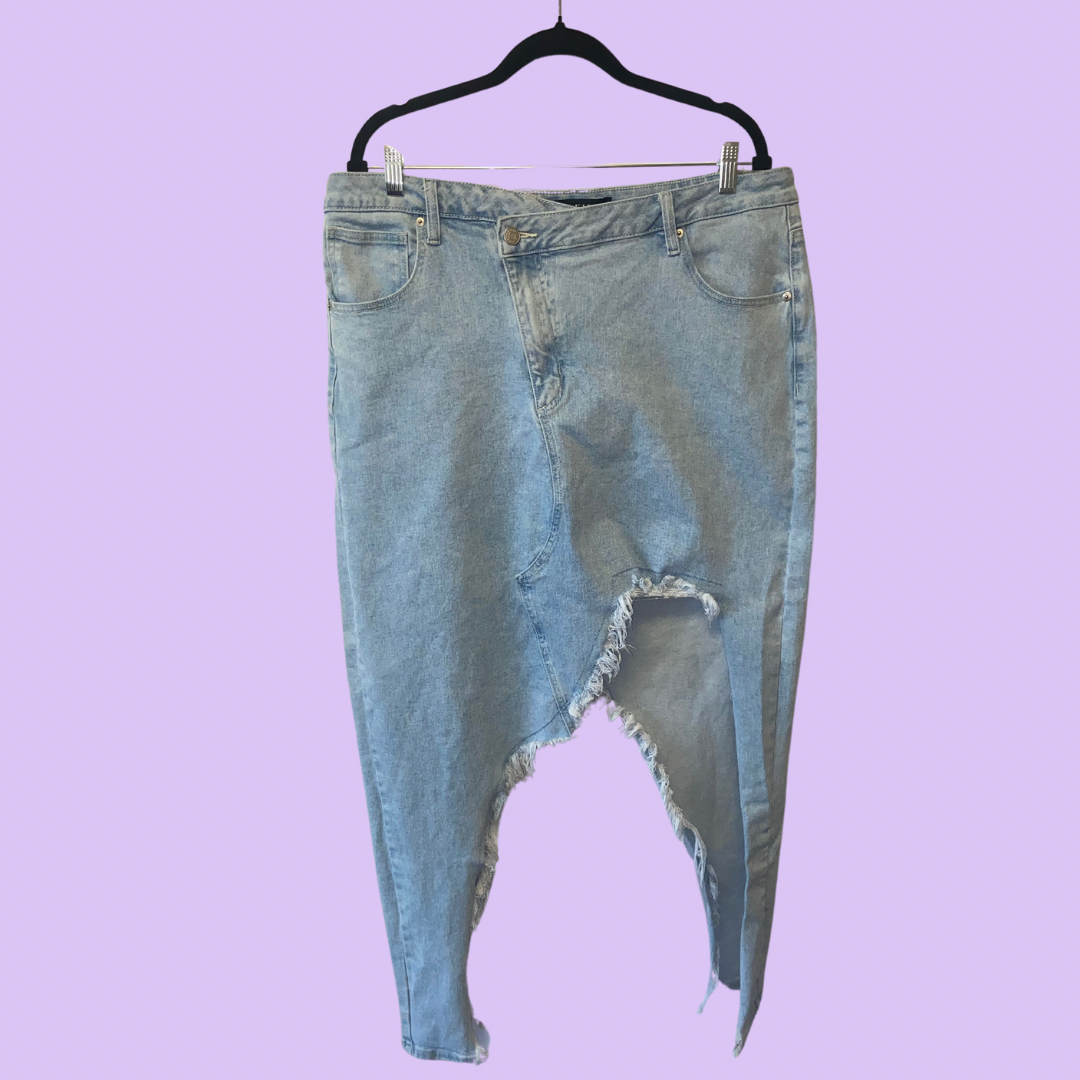 Distressed Denim Skirt